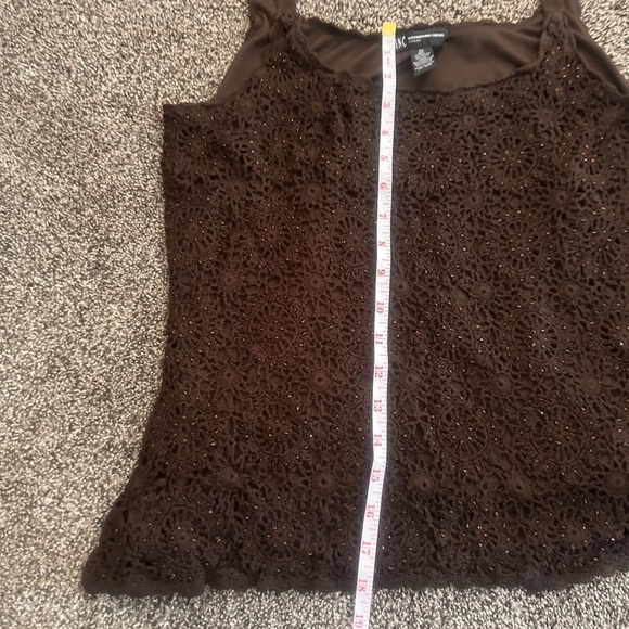 INC International Concepts Brown Crochet Beaded Tank Top 2X Wool Blend Classic - Picture 8 of 8